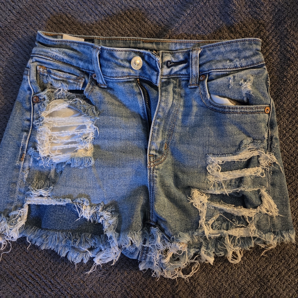 American Eagle Blue Distressed Jean Shorts